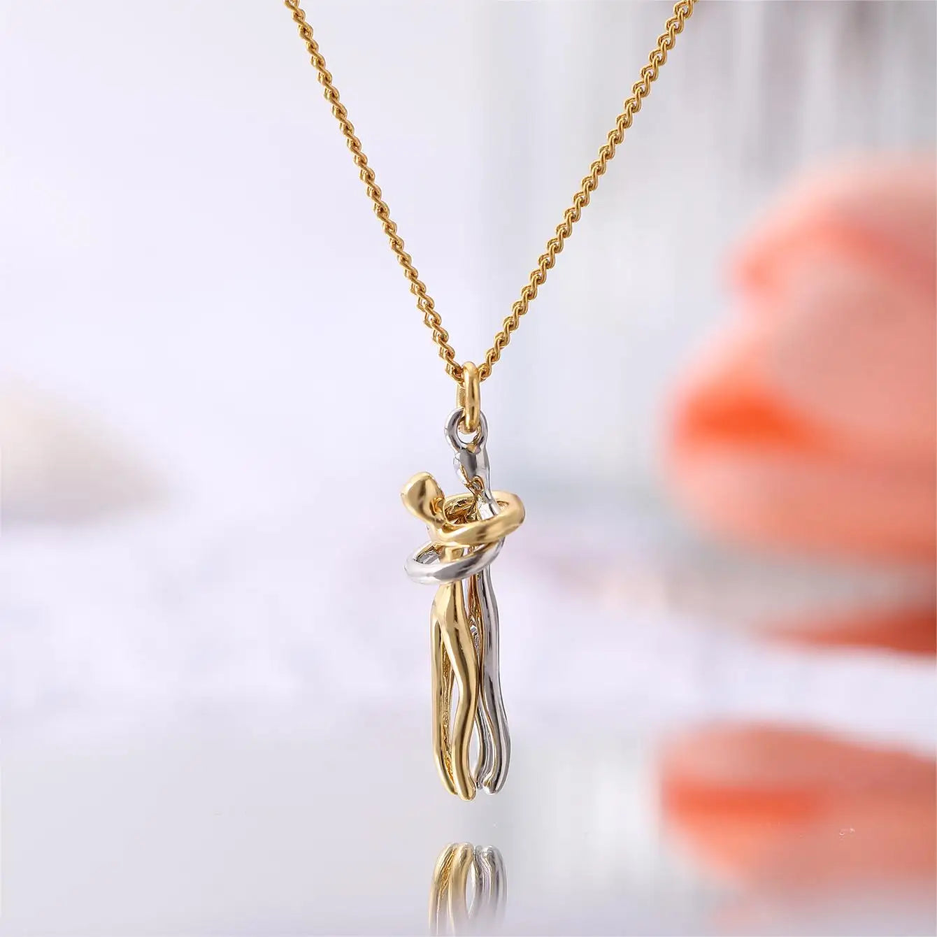 Hainon Creative Couple Hug Necklace Hanging Necklace for Your Loved One Birthday Gifts Anniversary Gift