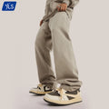 YLS Drop Shipping Streetwear Mens Custom Fitted 400Gsm Cotton Polyester Regular Fit Mid Waist Casual Straight Leg Joggers