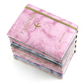Custom PU Leather Passport Holder with Marble Print Fashionable Portable Travel Wallet Organizer for Men Women Short & Slim