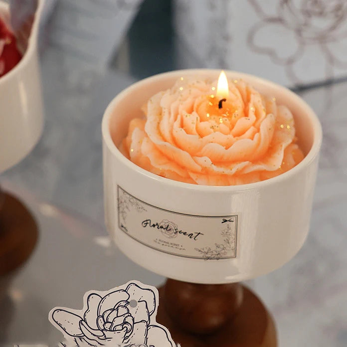 Aroma Luxury Organic Soy Wax Scented Candles French Camellia Ceramic Cup Fragrance Luxury Candle