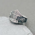 Stainless Steel Silver Plated Viking Rings Jewelry Men's Thor's Hammer Celtic Odin Ring Classic Norse Myth Rune Shape Gift Ring