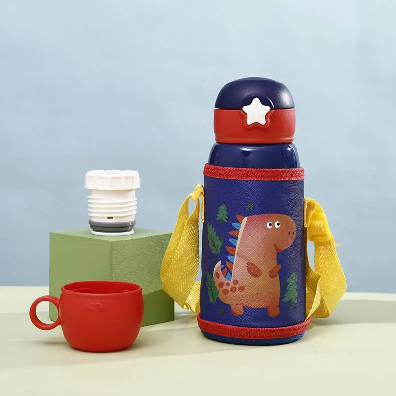 500ml Children Flask with Hanging Bag Vacumn Double Wall Stainless Steel Water Bottle