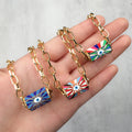 Lucky Eye Rainbow Turkish Evil Eye Heart Pendant Necklace Gold Color Long Chain Necklace for Women Girls Fashion Jewelry