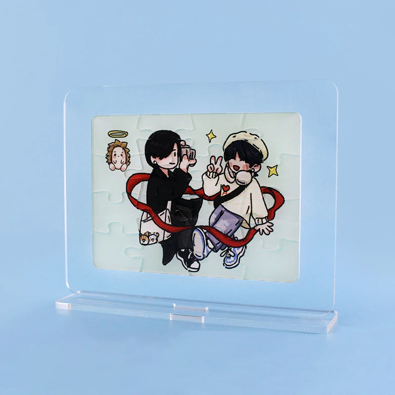 Acrylic Standee and Keychain Your Own Logo Customized Puzzle Acrylic Stand With Glitter