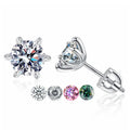 New Arrival D Color Fine Jewelry Diamond Stud Earring Six Prong Plum Blossom Shape 925 Sterling Silver 2/4ct Moissanite Earring