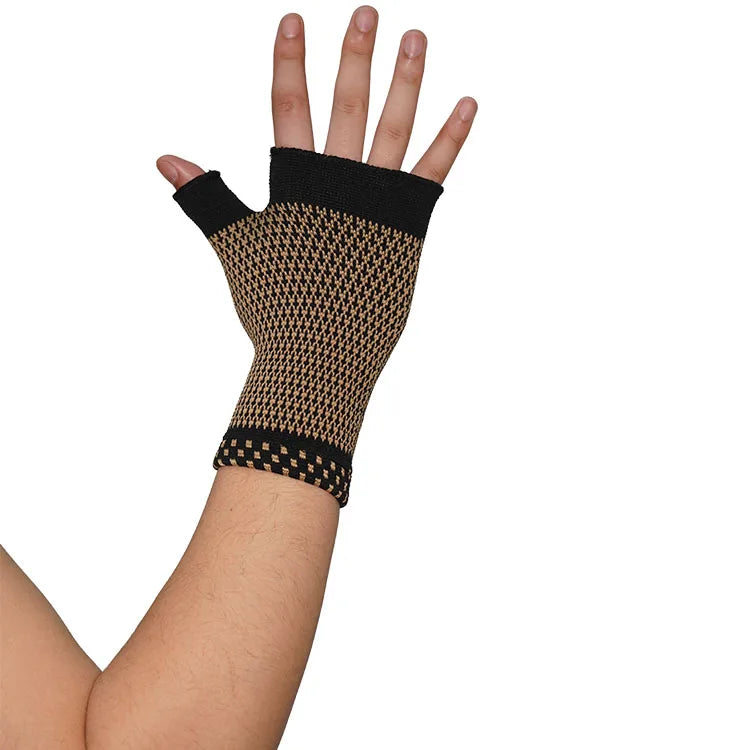 Custom Logo Copper Compression Gym Wrist Sleeve Adjustable Elasticity Breathable Fabric Hook Loop Closure for Palm Support