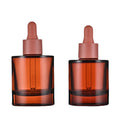 Luxury Cylinder Thick Bottom Glass Bottle with Dropper Maroon Refillable 30ml Empty Eye Serum Hair Oil Cosmetic Dropper Bottle