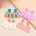 Custom U Shaped 3D Rainbow Charm Poly Ivory Polymer Clay Earings Lot Handmade Dangle Jewelry Kit Soft Cute Girl Clay Earrings