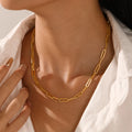 Hainon Simple Stainless Steel Chain Necklace Gold-plated Collarbone Chain Neck Chain