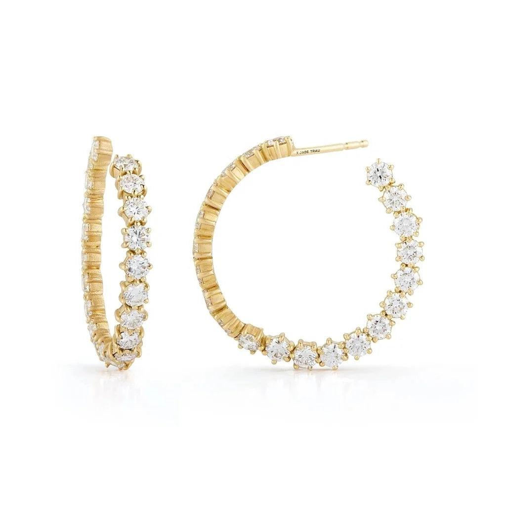 LOZRUNVE New Design 925 Sterling Silver Luxury Eternity Diamond CZ Gold Large Hoop Earring