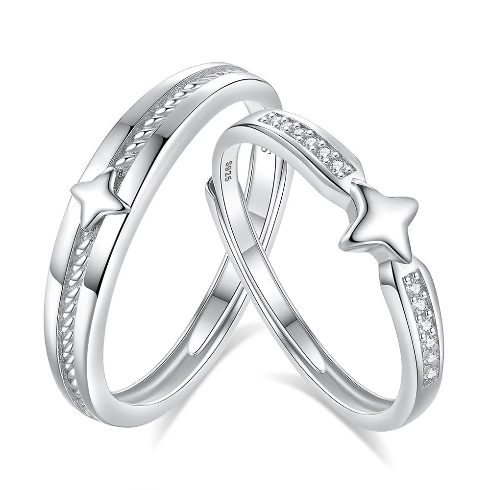 FDJZ-320 Sterling Silver Plated Platinum Color Couple Rings for Lovers Men and Women Fashion Jewelry