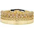 New Trendy 18K Gold Plated Micro Pave Crown Ball Romal Number Bracelet Fashion Stainless Steel Cuff Bracelets for Women and Men