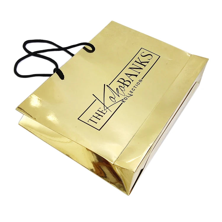 Wholesale Clothing Apparel Cosmetic Custom Printed Luxury Gold Paper Packaging Shopping Bags