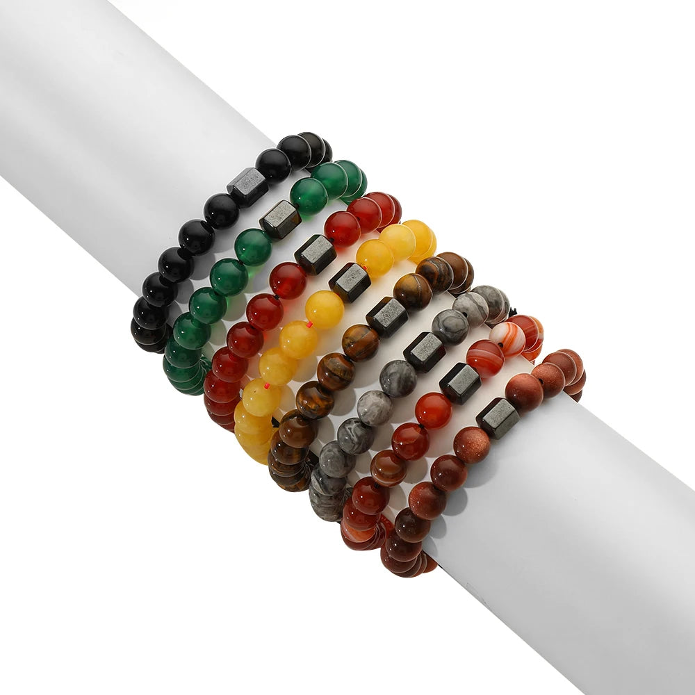 Fashion Charm Bracelets Bangles Handmade Men Beaded Bracelets Loose Natural Stone Fashion Jewelry Bracelets & Bangles