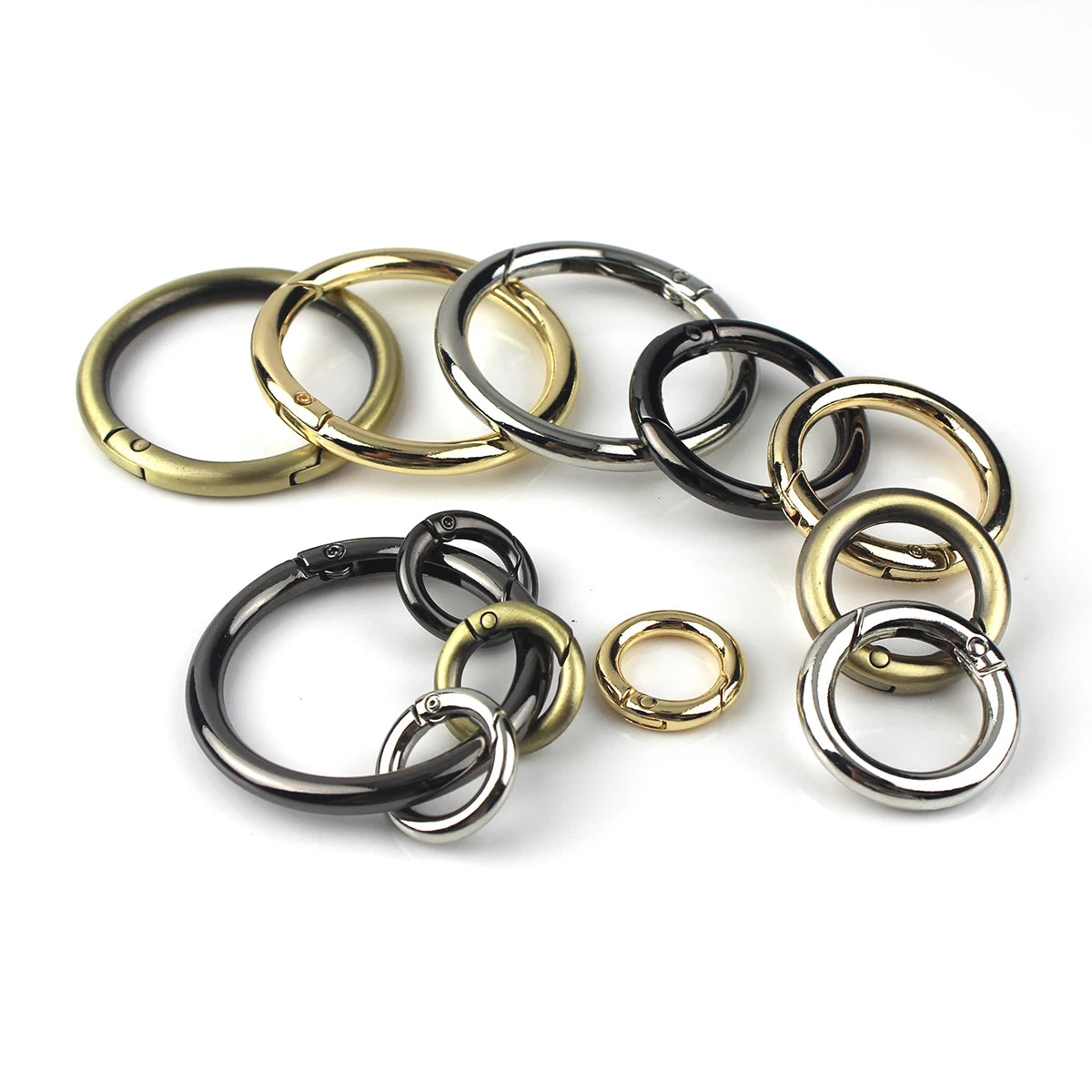 CLOXY 16-50mm Spring O Rings Alloy Keyring Spring Buckles Trigger Snap Opening Ring Bag Parts Accessories O Ring