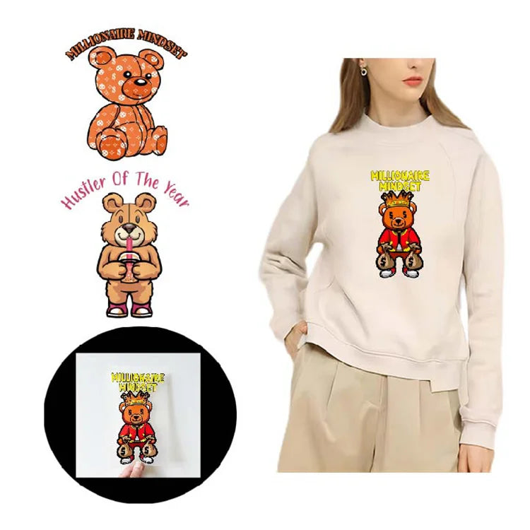 Factory Custom Plastisol Waterproof Washable Full Color Heated Pressed Iron on Stickers Screen Printed Heat Transfer t Shirts