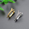 Bulk Wholesale Anti Fading 18K Gold Silver Plated V Shape Cubic Zirconia Earring Hooks for Fashion Woman Jewelry Making