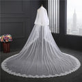 ROMANTIC Women Bride Lace Appliques Long 2 Layer Cathedral Ivory Wedding Veil