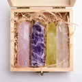Crystal Wand Box Kit Home Decoration Gift Box for Meditation Yoga Chakra Balance Home Decor Healing Crystal Wand Wooden Natural