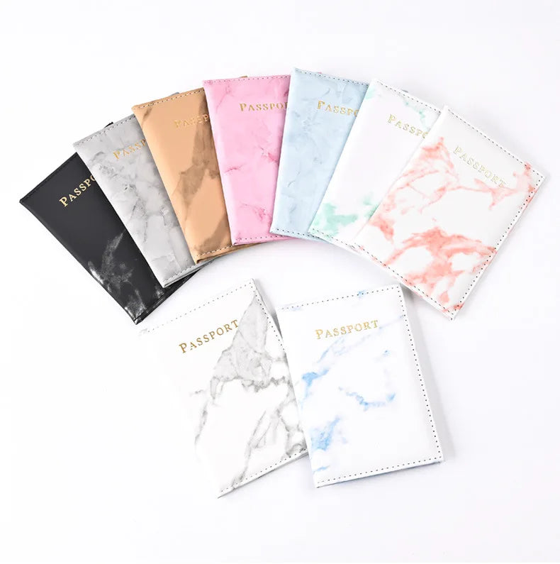 Marble Pattern Passport Holder With Card Slot Waterproof PU Leather Passport Case Ultra Slim Travel Passport Cover Sleeve