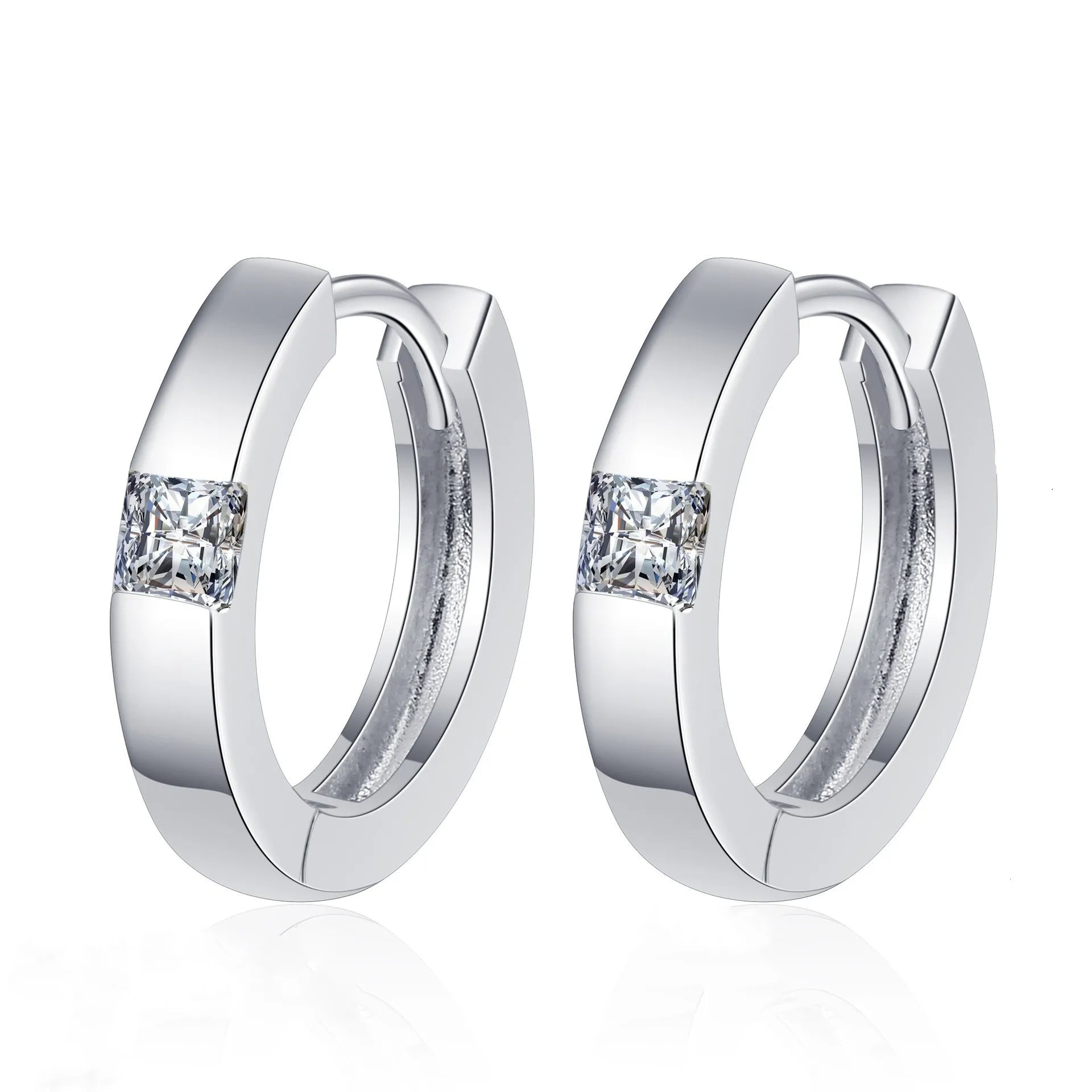 Factory Wholesale Simple Design 0.3Carat Princess Cut Moissanite Earrings 925 Sterling Silver Moissanite Earrings for Women