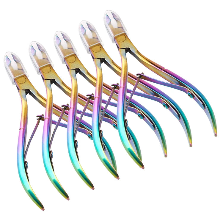 Rainbow Color Nail Cuticle Nipper Pro Manicure Pedicure Stainless Steel Nipper Clipper Dead Skin Removal Cuticle Nail Cutter