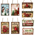 Wholesale Wooden Christmas Sign Square Round Snowman Doorplate Wall Art for Indoor Outdoor Xmas Hanging Decorations Dropshipping