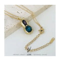 Carline High Quality Luxury 18K Gold Plated Zircon Crystal Pendant Necklace Stainless Steel Gemstone Necklace for Women Jewelry