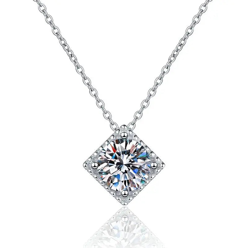 Wholesale Fashion Grade D 1ct/2ct Moissanite Diamond Link Chain Pendant Necklaces 925 Sterling Silver GRA Certified Jewelry