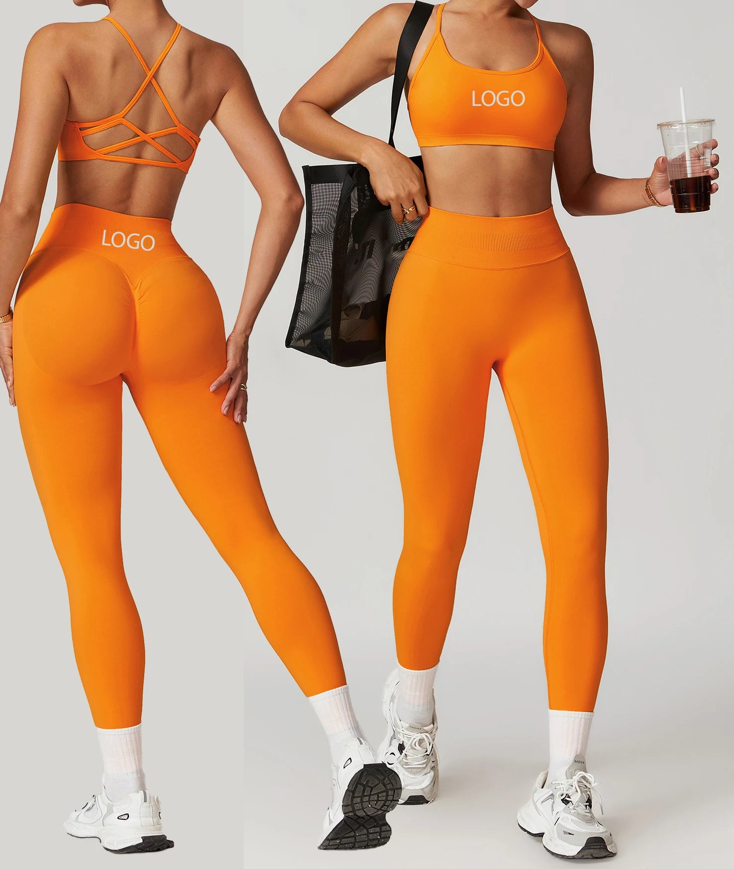 Customize Women Clothing Yoga Sets Fitness Yoga Outfit High Waist Leggings Gym Sports Bra 2 Pcs Set Seamless Gym Fitness Sets