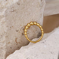 Chris April Pinky 18k Gold Plated Stainless Steel Delicate Beads Link Rings for Women