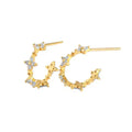 Trendy Spring Summer 925 Sterling Silver Hoop Earrings for Girls Gold Plated C Shaped CZ Four Leaf Animal Weddings Parties
