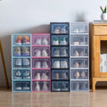 Wholesale Custom PP Injection Modern Acrylic Rectangle Transparent Plastic Shoebox Drawer Crate Sneaker Shoes Storage Foldable
