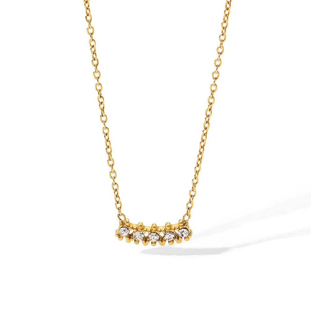 Hot Selling Gold Plating Stainless Steel Zircon Necklace Titanium Steel Cz Necklace for Women Party