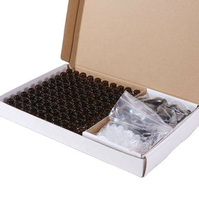 5/8 Dram 1ml 2ml 3ml Amber Glass Vial Essential Oil Sample Bottle with Black Screw Lid and Reducer 100pcs/Gift Box