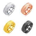 Men's Stainless Steel Titanium Wedding Band Fine Jewelry Inlay Engagement Ring with Groove Three-One Combination Hip-Hop Date