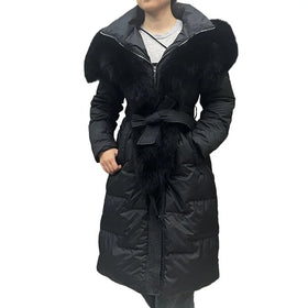 Wholesale Long Puffer Coat Women Winter Warm Duck Down Coat With Real Fox Fur Raccoon Fur Hood