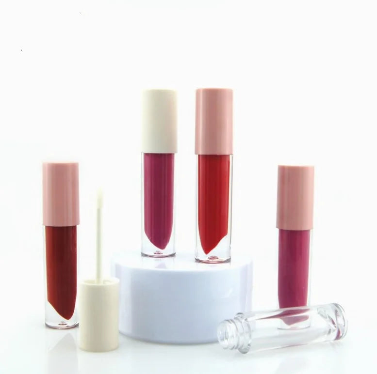3ml pink White Cover ABS Plastic Empty Lip Gloss Tube logo Printing