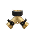 Garden 2 Way Y Shaped Shutoff  Brass Hose Splitter for Garden