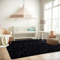 Modern 4x6 ft Black Fluffy Plush Carpet 1.7\" Thick Non-Slip Indoor Area Rug Set for Bedroom Nursery Kids Playroom Machine Made