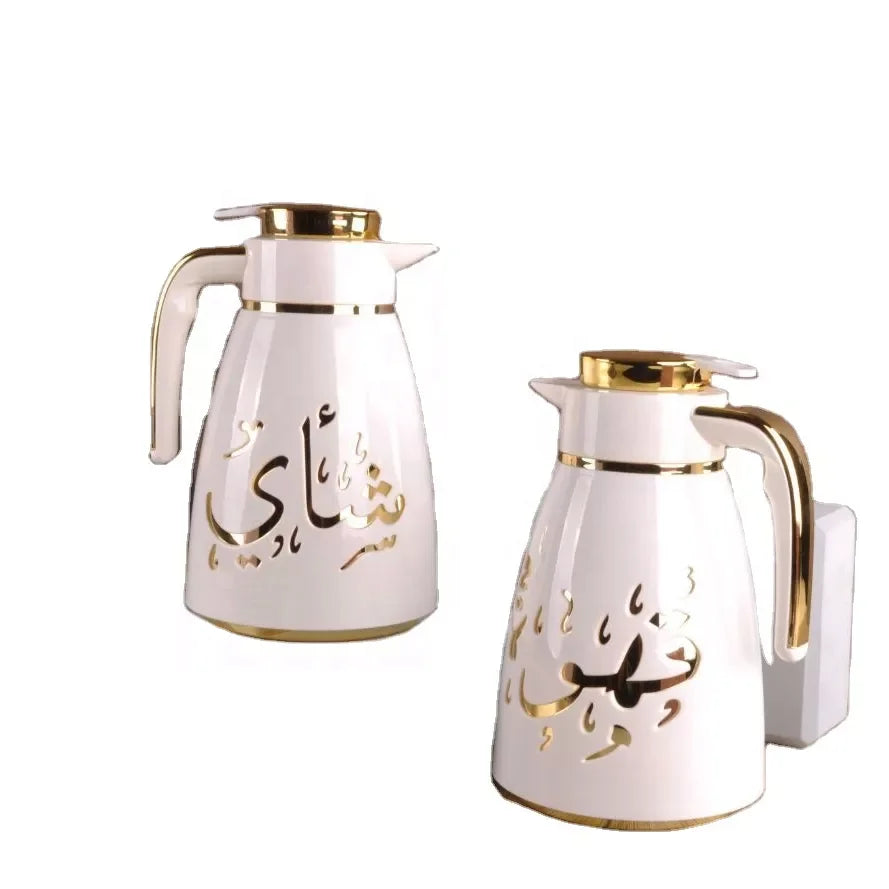 Customizable Plastic Thermal Flask Thermos Portable Gold Silver Pink Insulation Inner Arabic Tea & Coffee Pot with Dallah Design
