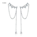 FUAMAY Boucles D'oreilles Tendance 2021 Melting Ice Diamond Ear Cuffs  Long Water Drop Diamond Chain Climber Drop Earrings