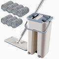 Floor Mop Microfiber Squeeze Wet Mop with Bucket Cloth Squeeze Cleaning Bathroom Mop for Wash Floor Home Kitchen Cleaner