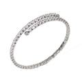 J&D Stainless Steel White Zircon Full Bracelet Dazzling Sparkle Everyday Elegance Fashion Bangle Steel Color