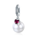 100% 925 Sterling Silver Elegant Pearl Heart CZ Pendant Charms Fit Original Women Bracelet Necklace Fashion Jewelry SCC782