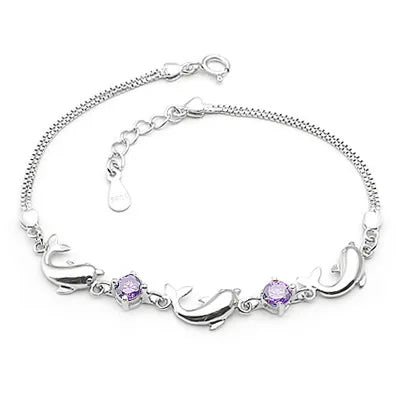 Factory Wholesale Vintage Silver Dolphin Zircon Bracelets Bangles for Women New Trend Fashion Jewelry for Weddings Parties Gifts