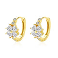 New 18K Gold Hoop CZ Earrings 925 Silver Jewelry Lucky Clover Zircon Heart Shaped Small Hoop Earrings Women
