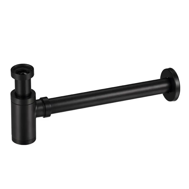 Bottle Trap Brass 1/4 Round Bottle P-Trap Basin Sink Waste Traps Drain Tube Kit Adjustable Height Matte Black