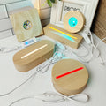 2023 Creative Solid Luminous USB Switch Night Light Base 3D Acrylic Lamp Led Wooden Base Wood Led Light Bases for Decoration