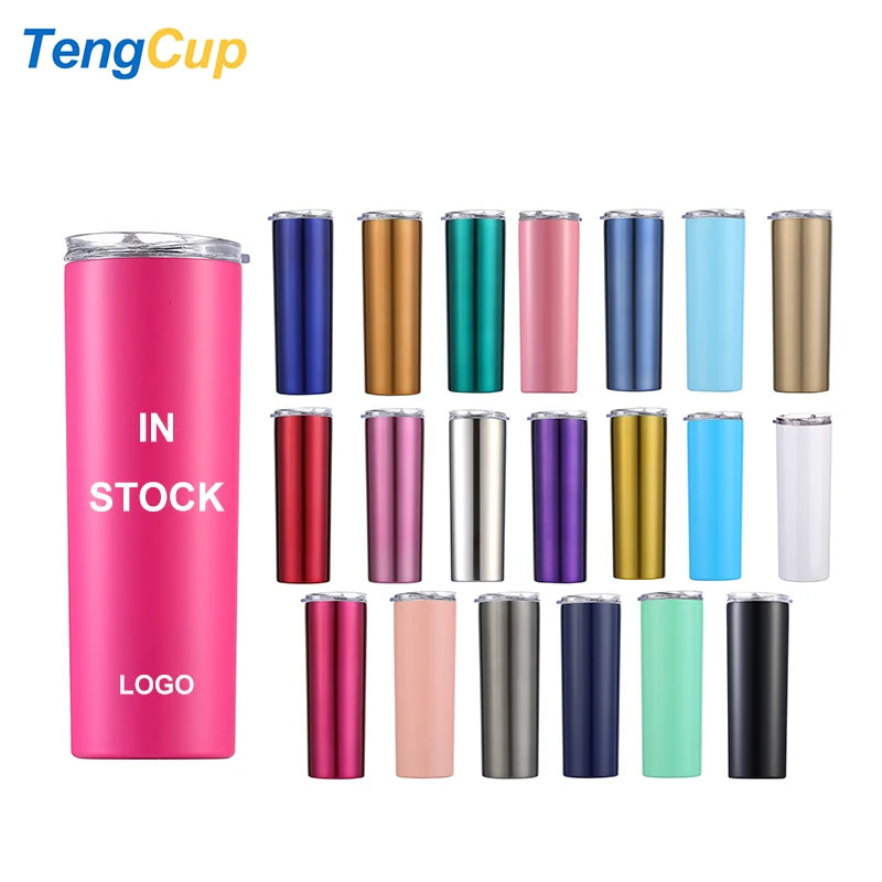 TY 20oz Painting Vacuum Straight Tumblers Stainless Steel Insulated 20oz Skinny Tumbler with Lids and Straws